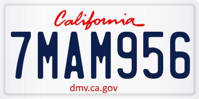 CA license plate 7MAM956