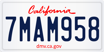 CA license plate 7MAM958