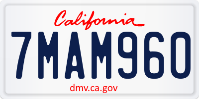 CA license plate 7MAM960
