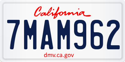 CA license plate 7MAM962