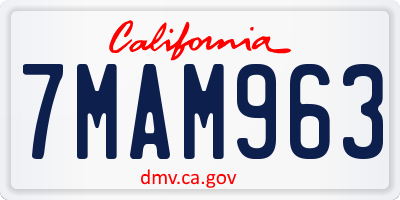 CA license plate 7MAM963