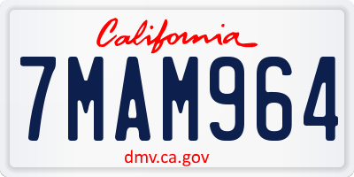 CA license plate 7MAM964