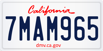 CA license plate 7MAM965