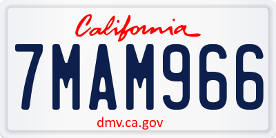 CA license plate 7MAM966