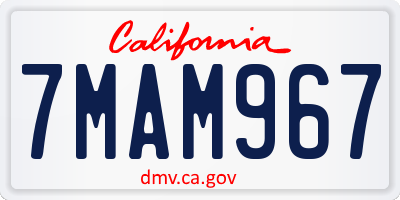 CA license plate 7MAM967