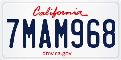 CA license plate 7MAM968