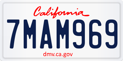 CA license plate 7MAM969