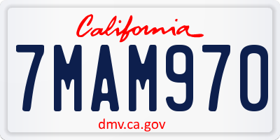 CA license plate 7MAM970