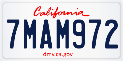 CA license plate 7MAM972