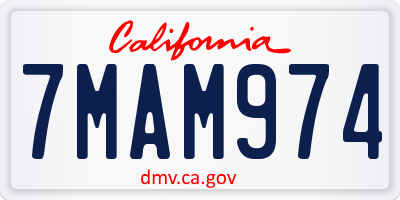 CA license plate 7MAM974