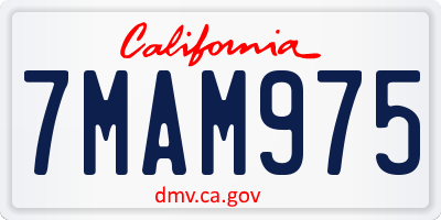 CA license plate 7MAM975