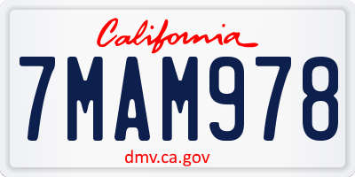 CA license plate 7MAM978