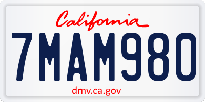 CA license plate 7MAM980