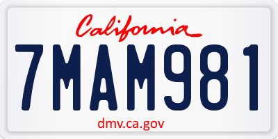 CA license plate 7MAM981