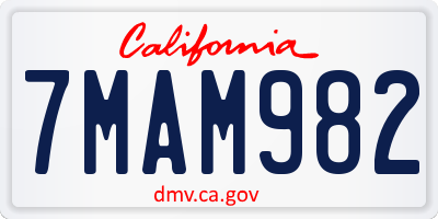 CA license plate 7MAM982