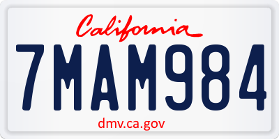CA license plate 7MAM984