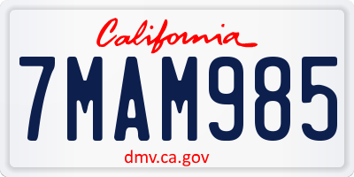 CA license plate 7MAM985