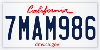CA license plate 7MAM986