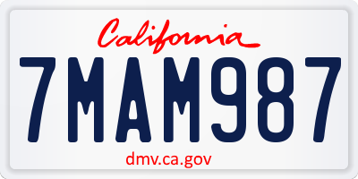 CA license plate 7MAM987