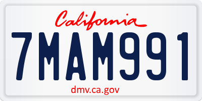 CA license plate 7MAM991