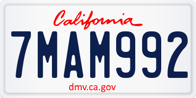 CA license plate 7MAM992