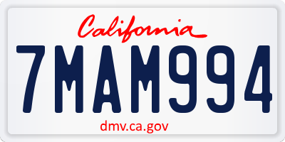 CA license plate 7MAM994