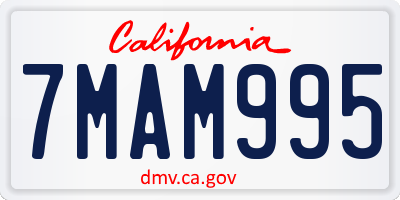 CA license plate 7MAM995