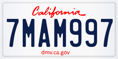 CA license plate 7MAM997