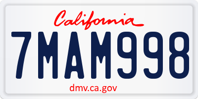 CA license plate 7MAM998