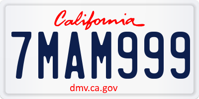 CA license plate 7MAM999