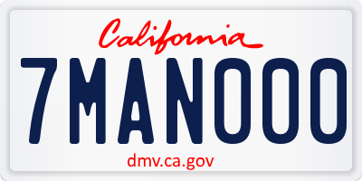 CA license plate 7MAN000