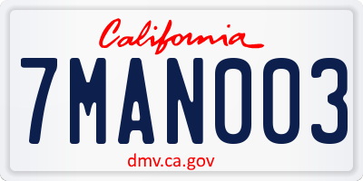 CA license plate 7MAN003