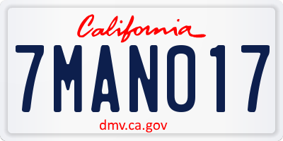 CA license plate 7MAN017