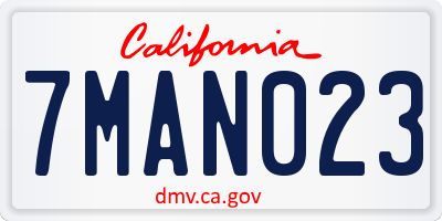 CA license plate 7MAN023