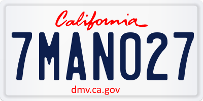 CA license plate 7MAN027