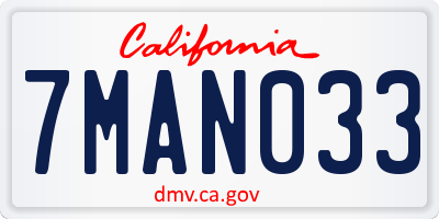 CA license plate 7MAN033