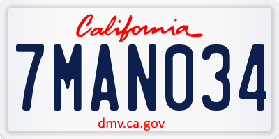 CA license plate 7MAN034