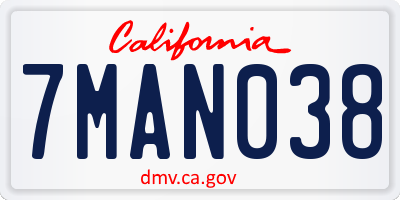 CA license plate 7MAN038