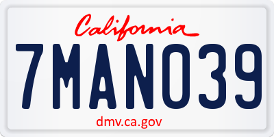 CA license plate 7MAN039