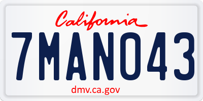 CA license plate 7MAN043