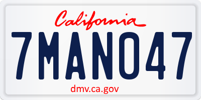 CA license plate 7MAN047