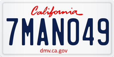 CA license plate 7MAN049