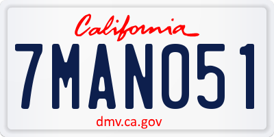 CA license plate 7MAN051