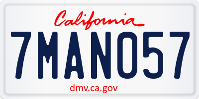 CA license plate 7MAN057
