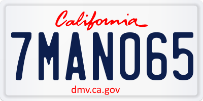 CA license plate 7MAN065