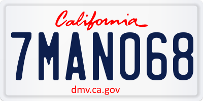 CA license plate 7MAN068
