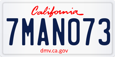 CA license plate 7MAN073