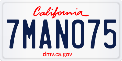 CA license plate 7MAN075