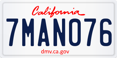 CA license plate 7MAN076