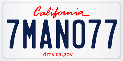 CA license plate 7MAN077